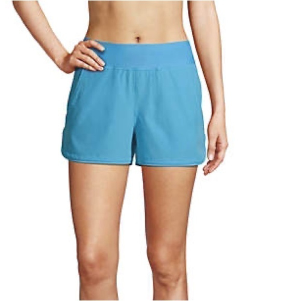 WOMEN'S 3" Quick Dry Elastic Waist Board Shorts Swim with Panty sz 2 blue